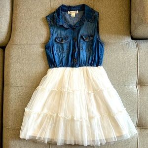 Girls denim and lace dress